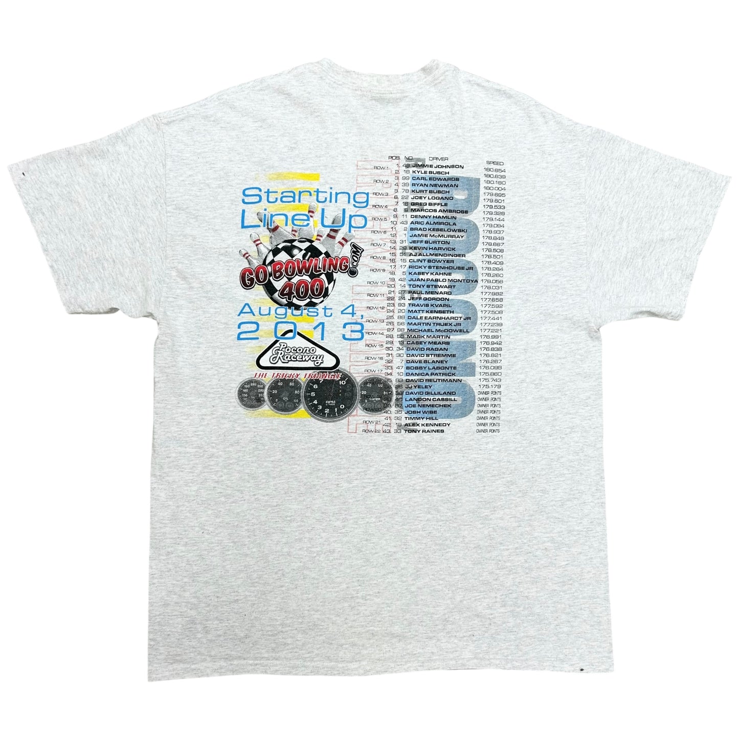 Early 2010s Pocono Raceway Grey Graphic T-Shirt - Size XL