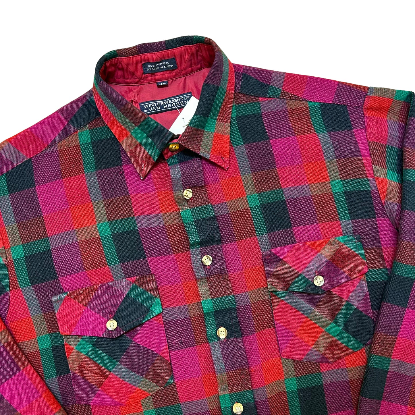 Vintage 1990s “Winterweight” By Van Heusen Red/Purple Flannel Shirt - Size Medium (Fits L/XL)