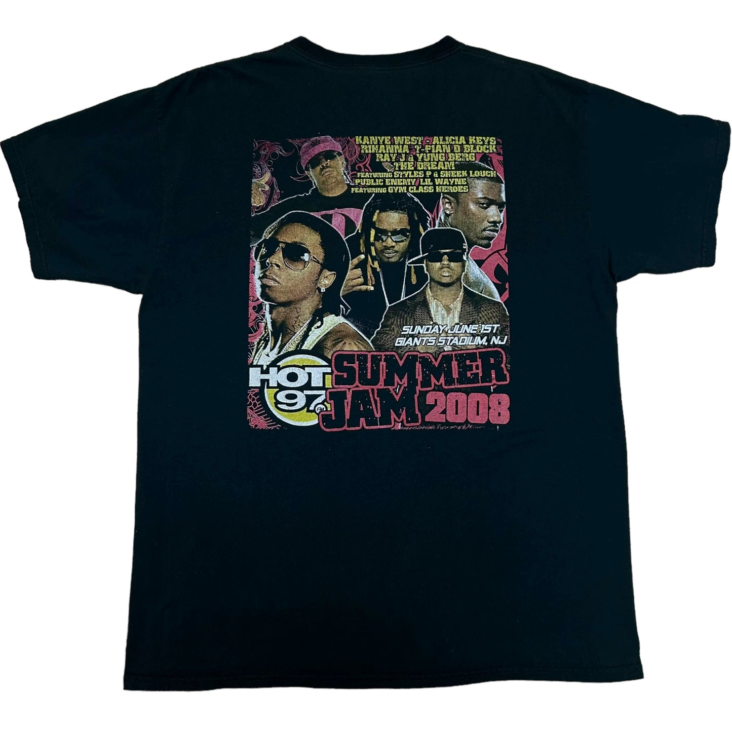 Late 2000s Hot 97 Summer Jam 2008 Black Graphic T-Shirt - Size XL