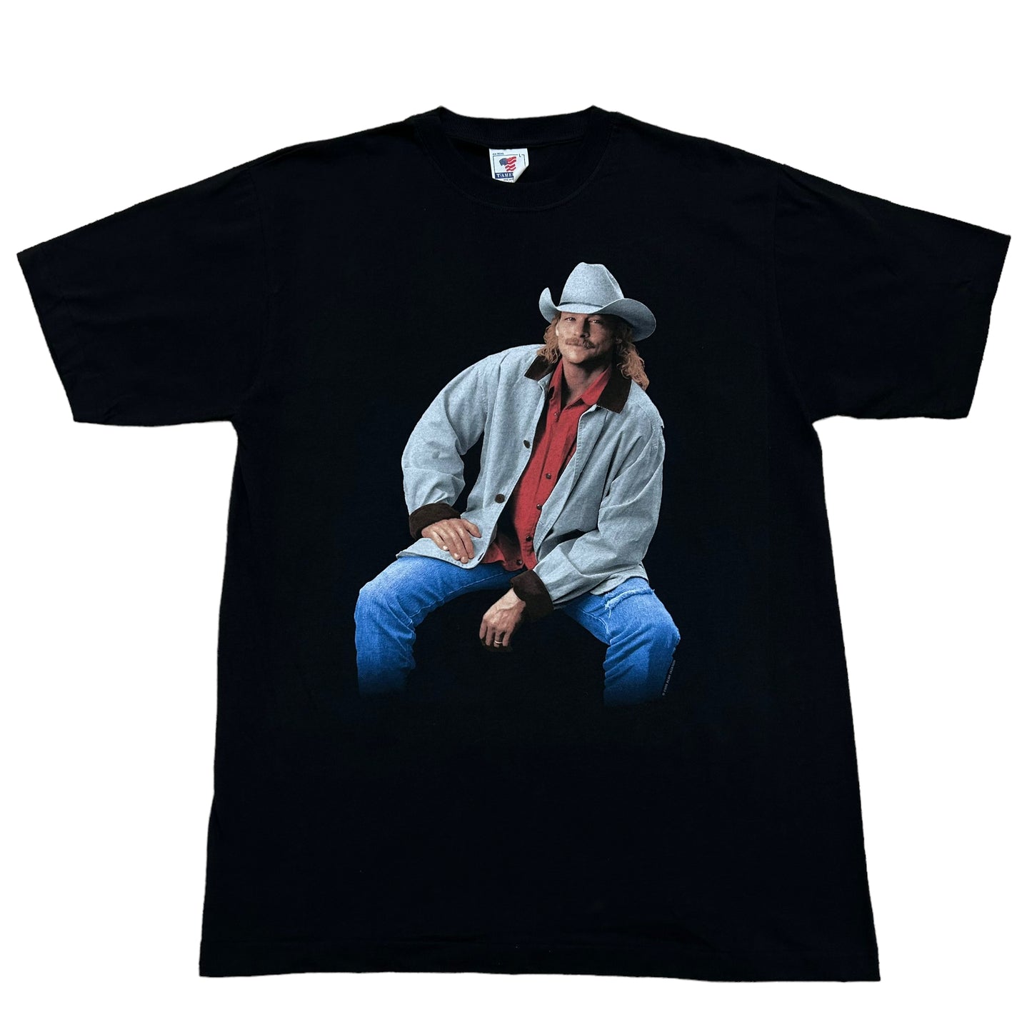 Vintage 1990s Alan Jackson Portrait Black Graphic T-Shirt - Size Large