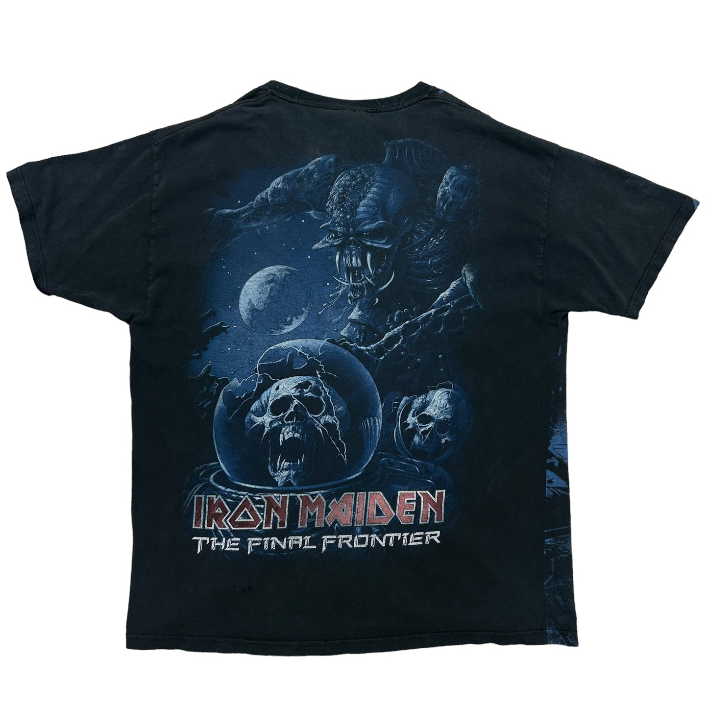 2010 Iron Maiden “The Final Frontier” All Over Print Black Graphic T-Shirt - Size XL