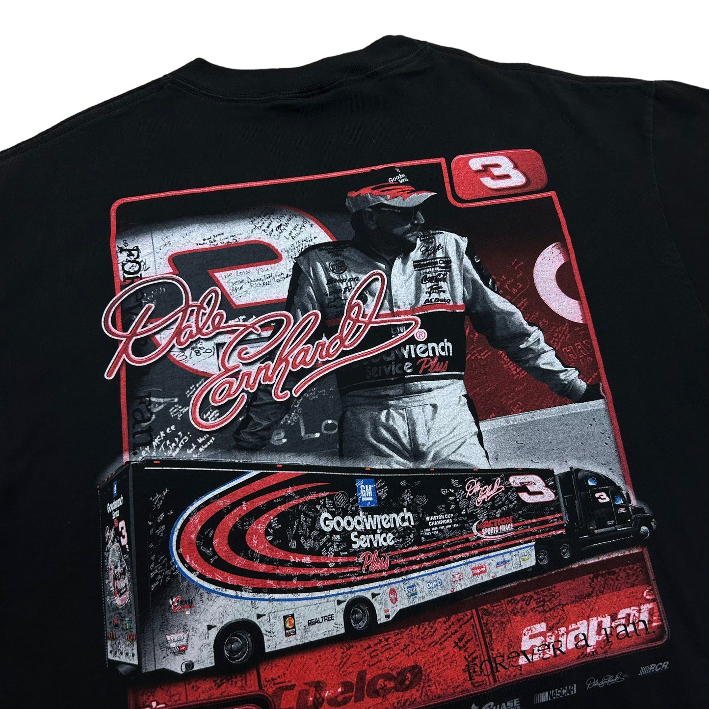 Vintage Y2K Dale Earnhardt “Forever The Man, Forever A Fan” Black Graphic T-Shirt - Size Medium