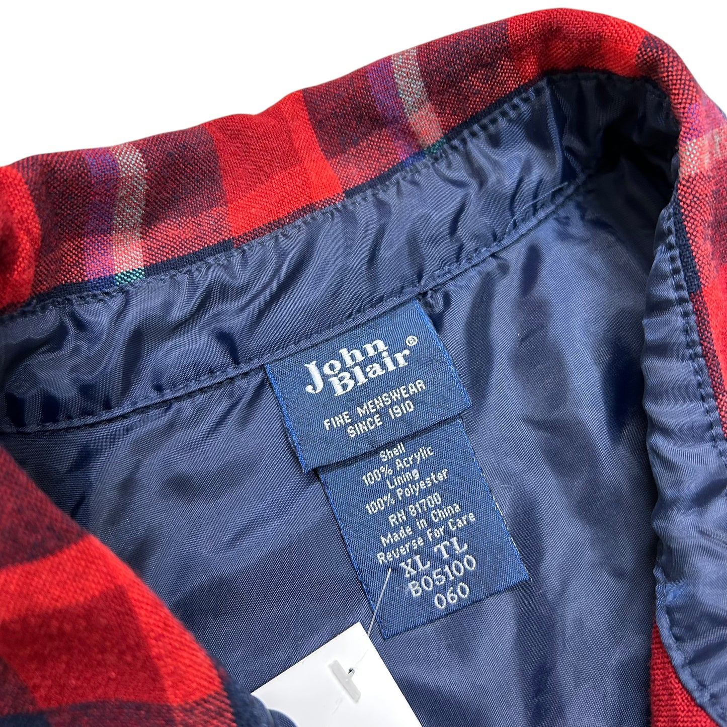 Vintage 1990s John Blair Menswear Red/Blue Plaid Flannel Shirt - Size XL