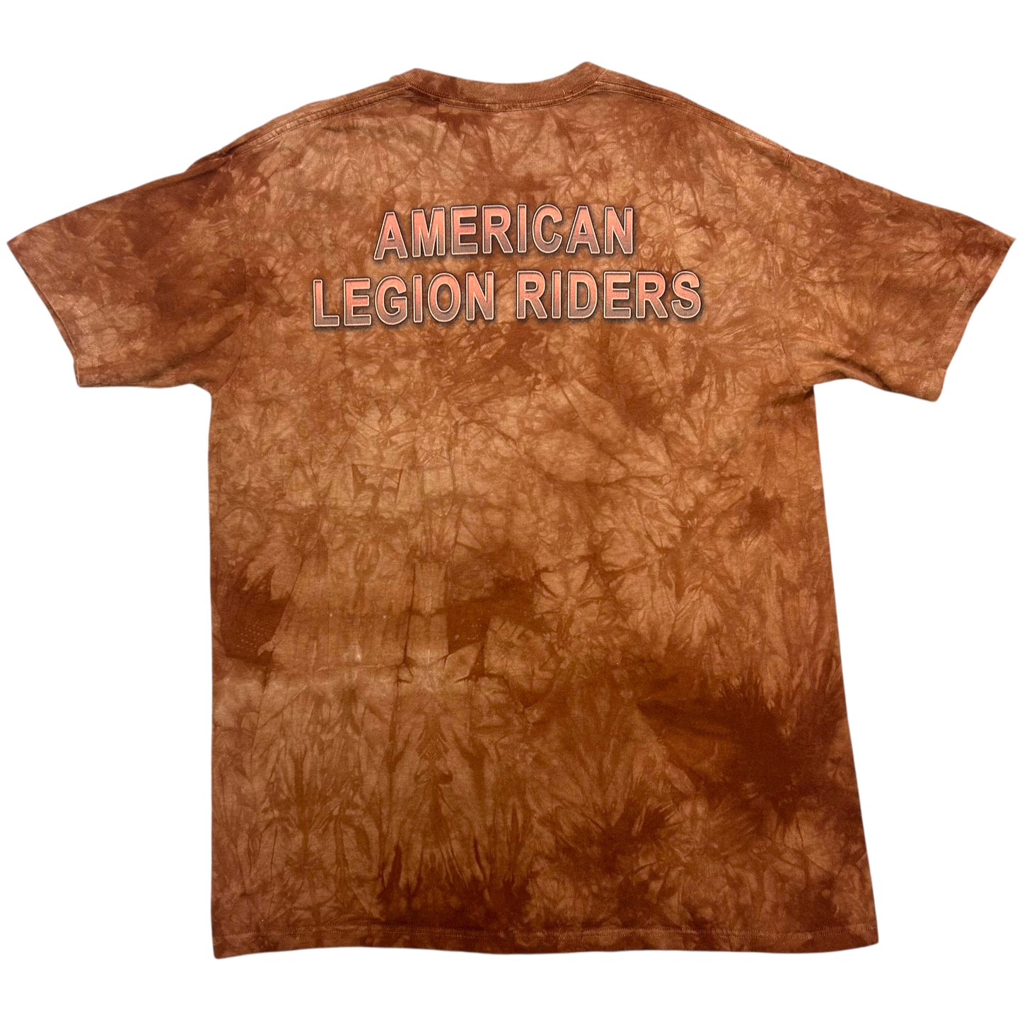 Early 2010s The Mountain “American By Birth, Biker By Choice” Burnt Orange Tie-Dye Shirt - Size Large (Fits XL)