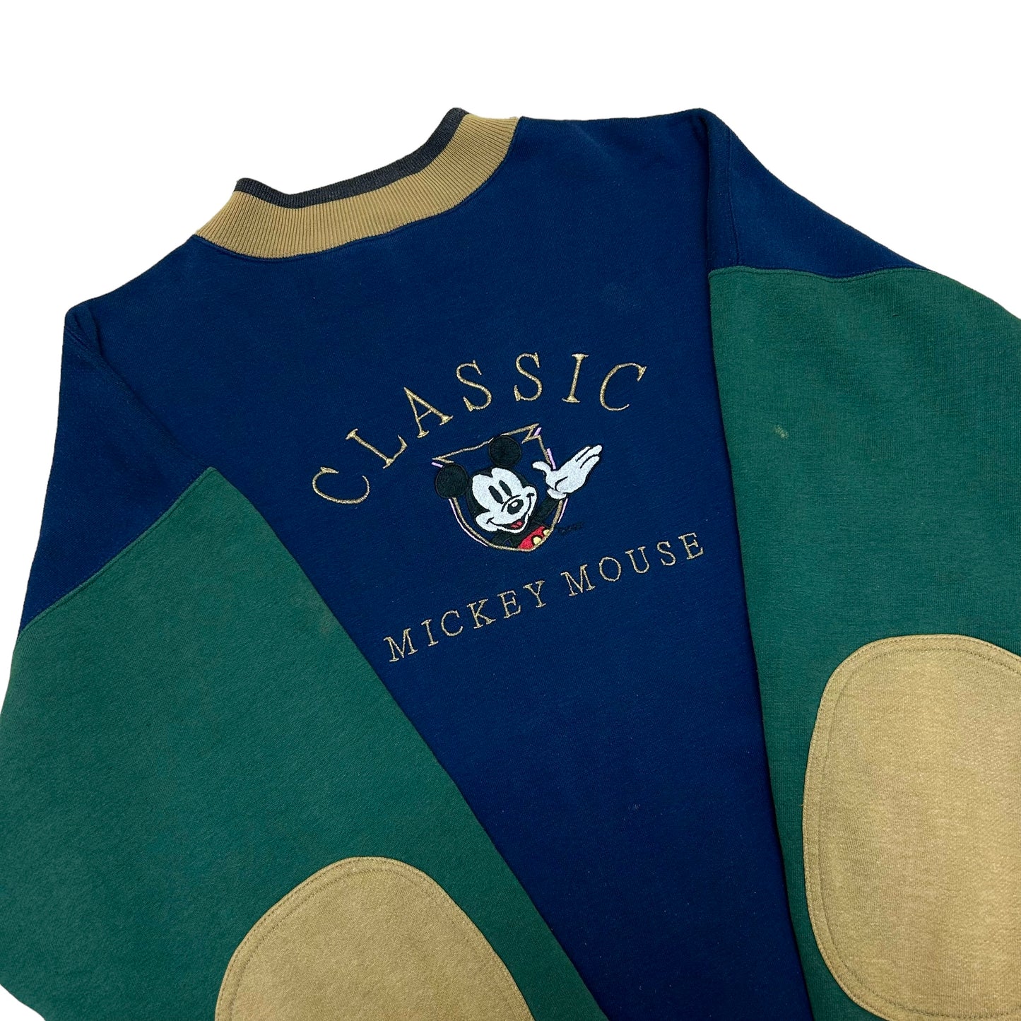 Vintage 1990s “Classic Mickey Mouse” Navy Blue Color-Block Crewneck Sweatshirt - Size XL