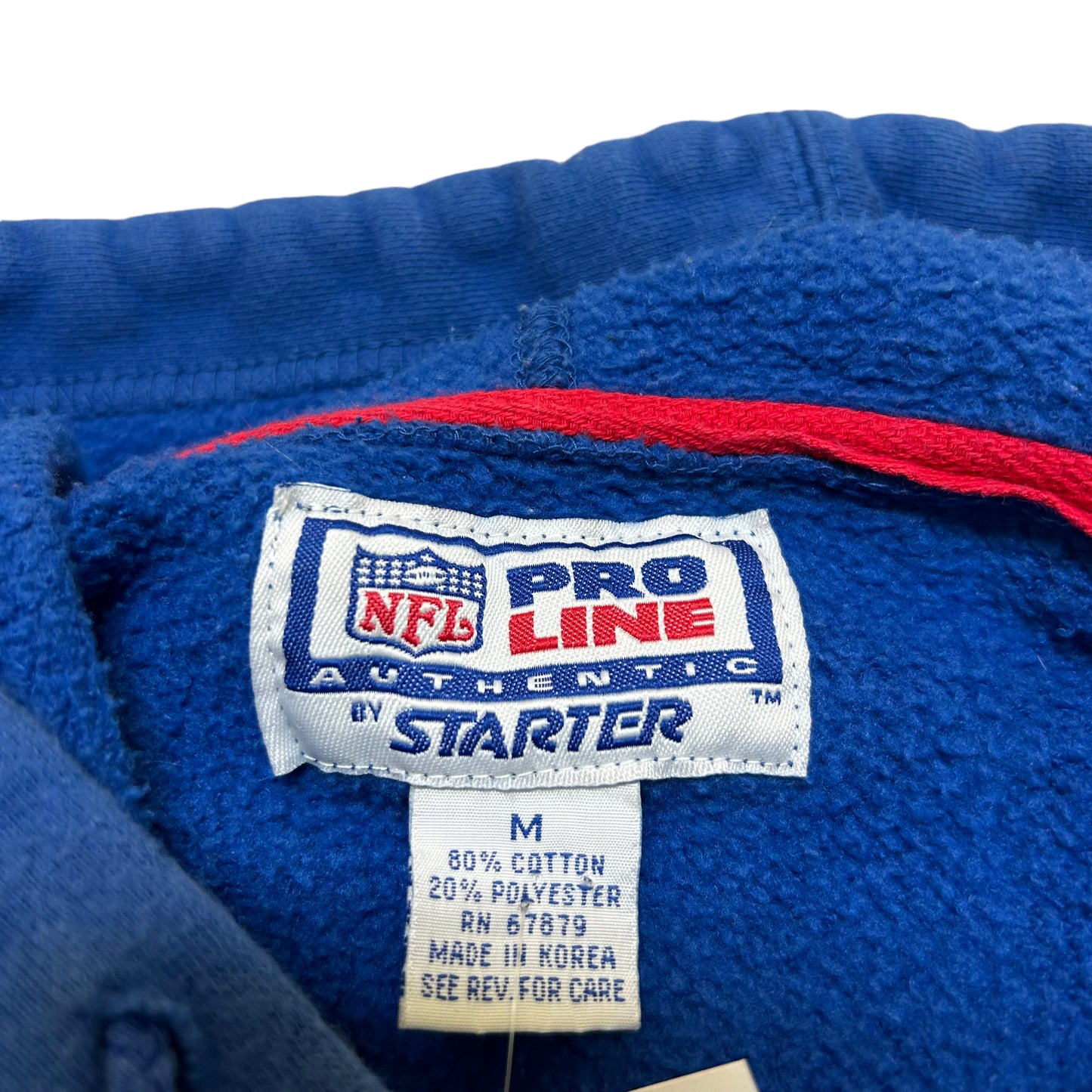 Vintage 1990s Starter Pro Line New York Giants Embroidered Logo Blue Hooded Sweatshirt - Size Medium