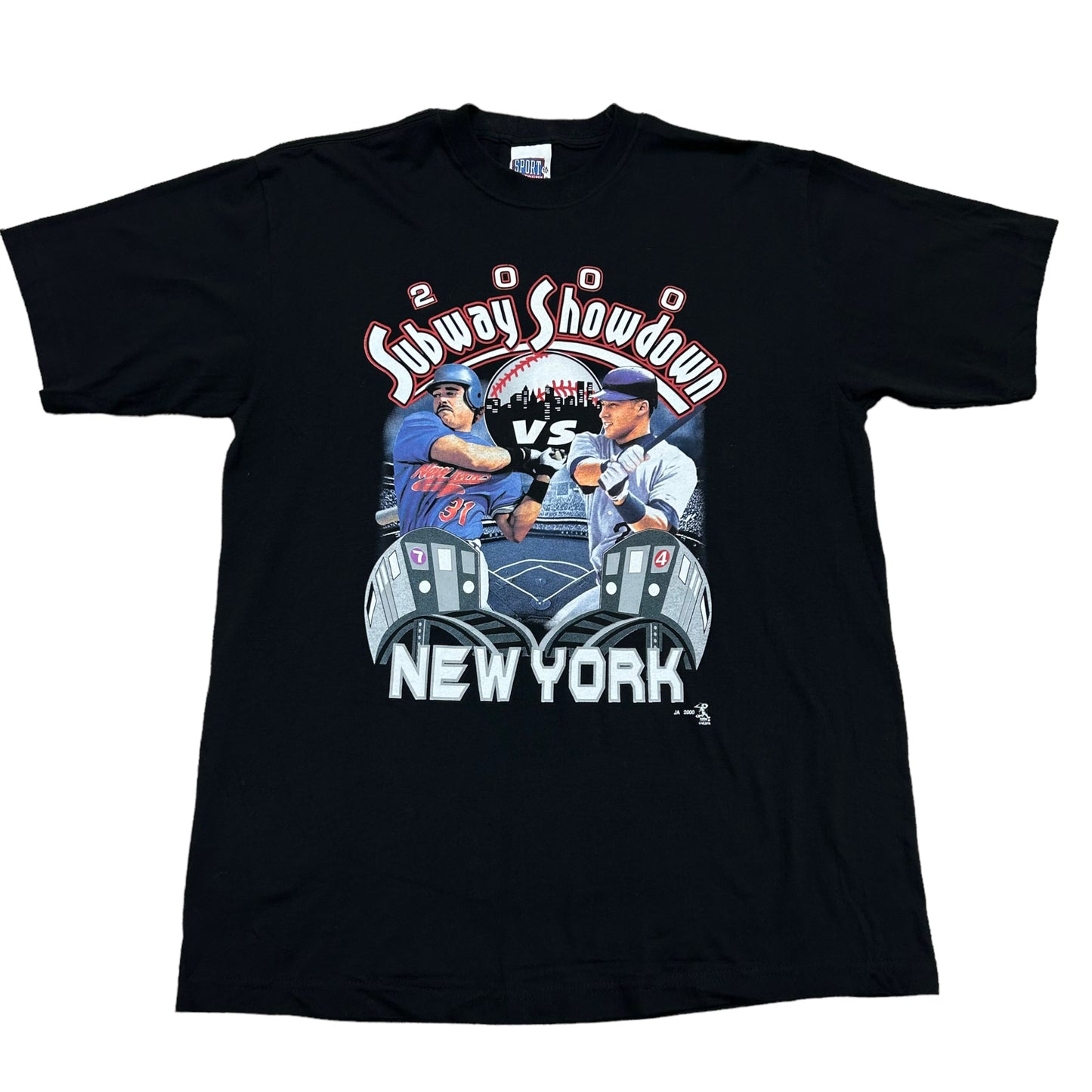 Vintage Y2K Subway Showdown 2000 New York Yankees/Mets Black Graphic T-Shirt - Size XL