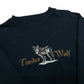 Late 2000s Coldwater Creek Timber Wolf Embroidered Black Crewneck Sweatshirt - Size Large (Boxy Fit)