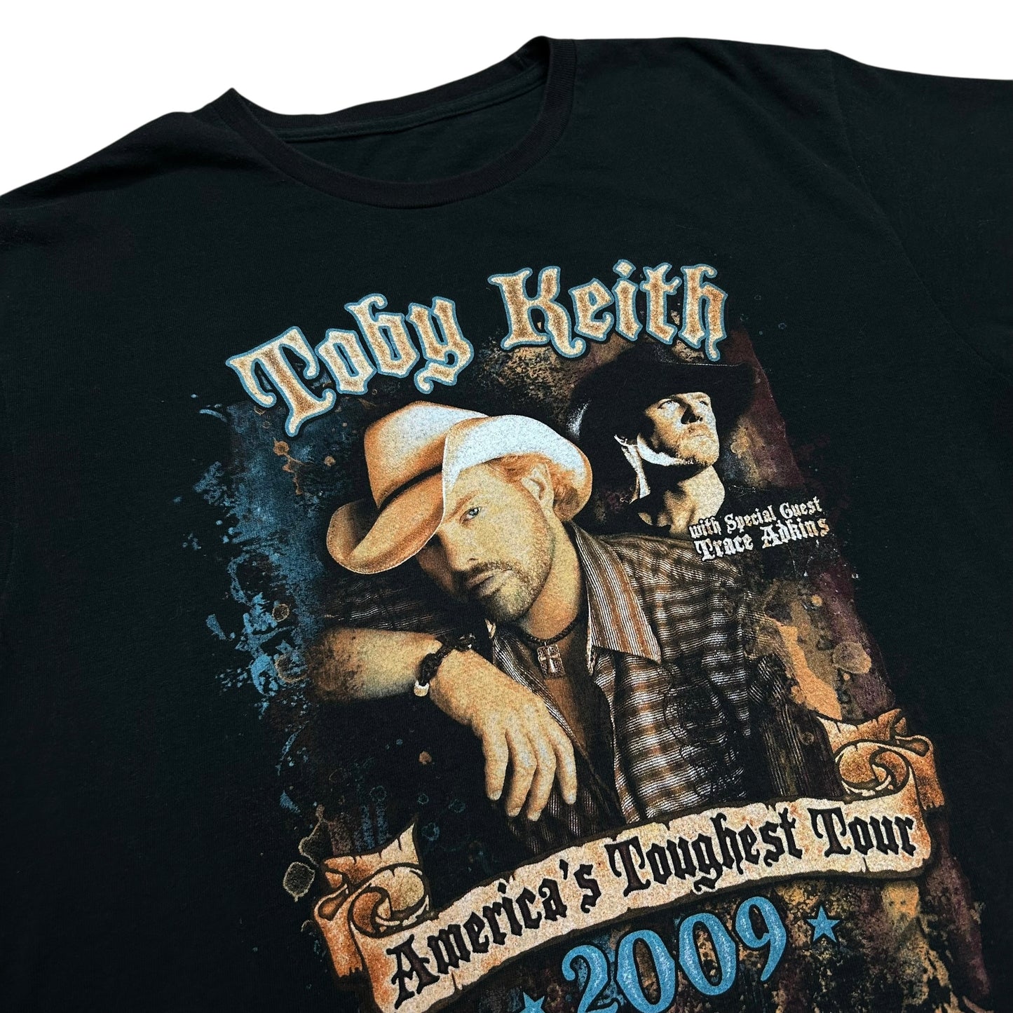 Late 2000s Toby Keith/Trace Adkins “America’s Toughest Tour” Black Graphic T-Shirt - Size Large