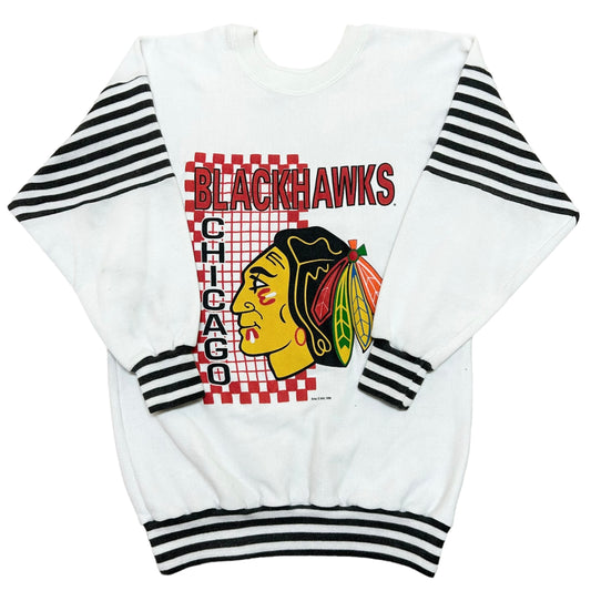 Vintage 1990s Chicago Blackhawks White Crewneck Sweatshirt - Size Large (Fits L/XL)