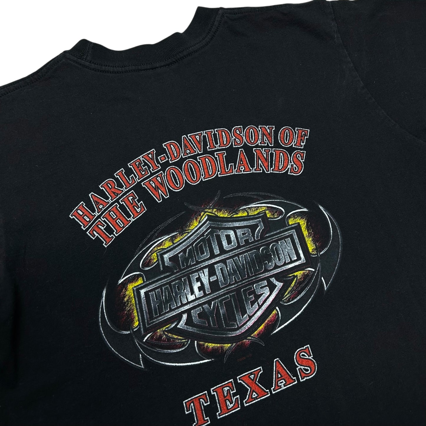 Late 2000s Woodlands, TX Harley Davidson Black Graphic T-Shirt - Size Medium