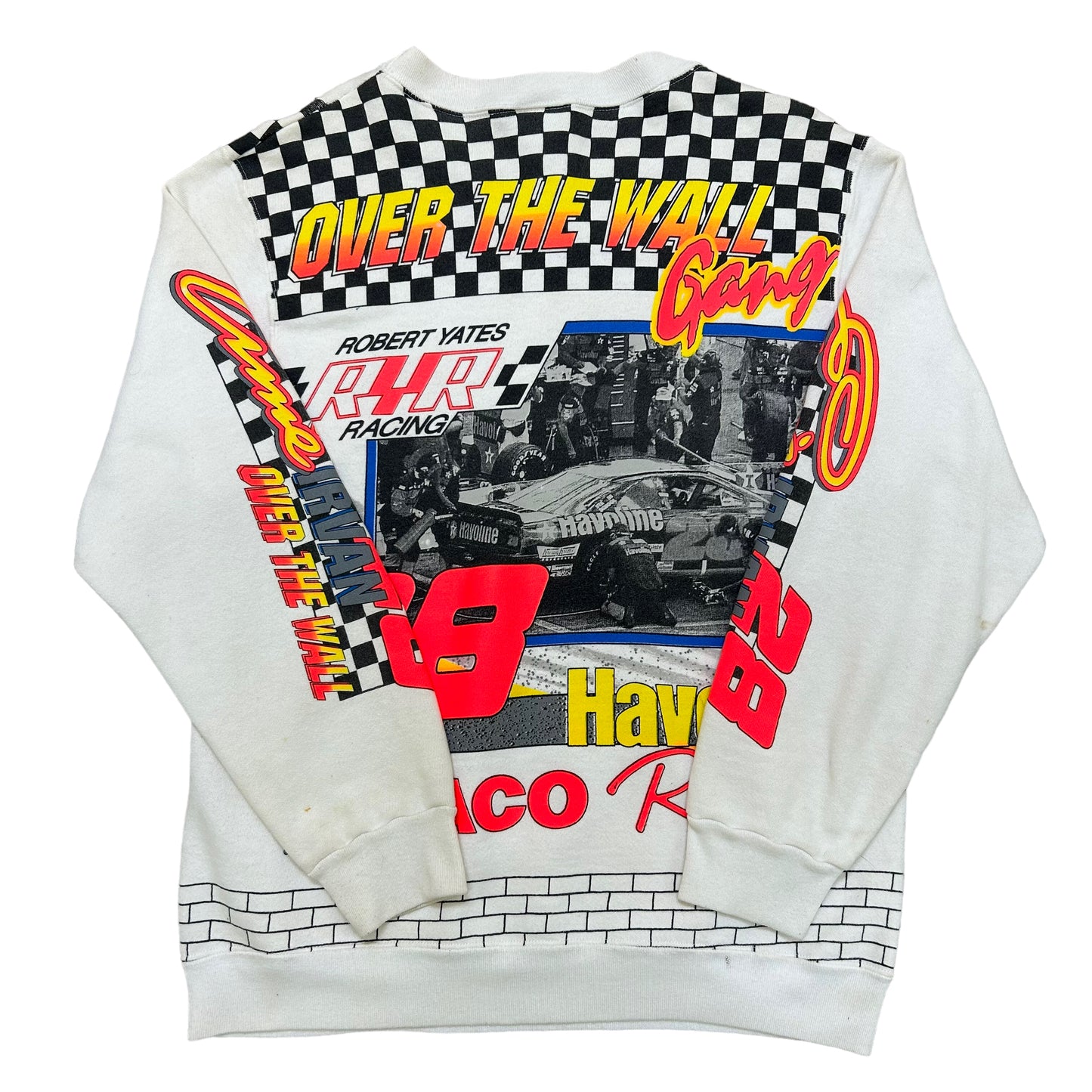 Vintage 1990s Ernie Irvan “Over The Wall Gang” All Over Print Crewneck Sweatshirt - Size Medium (Fits Large)