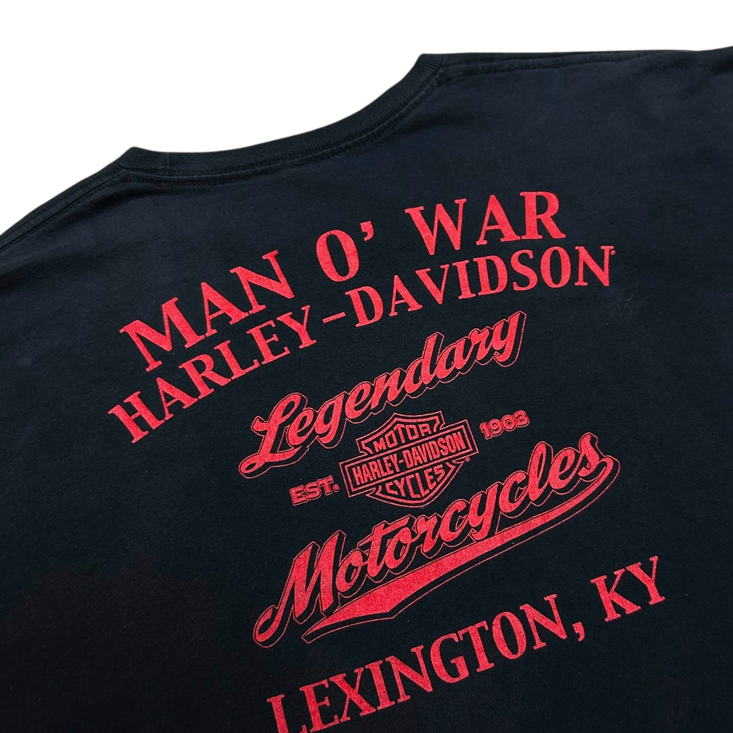 Early 2010s “Man O’ War” Harley Davidson Black Graphic T-Shirt - Size XXL