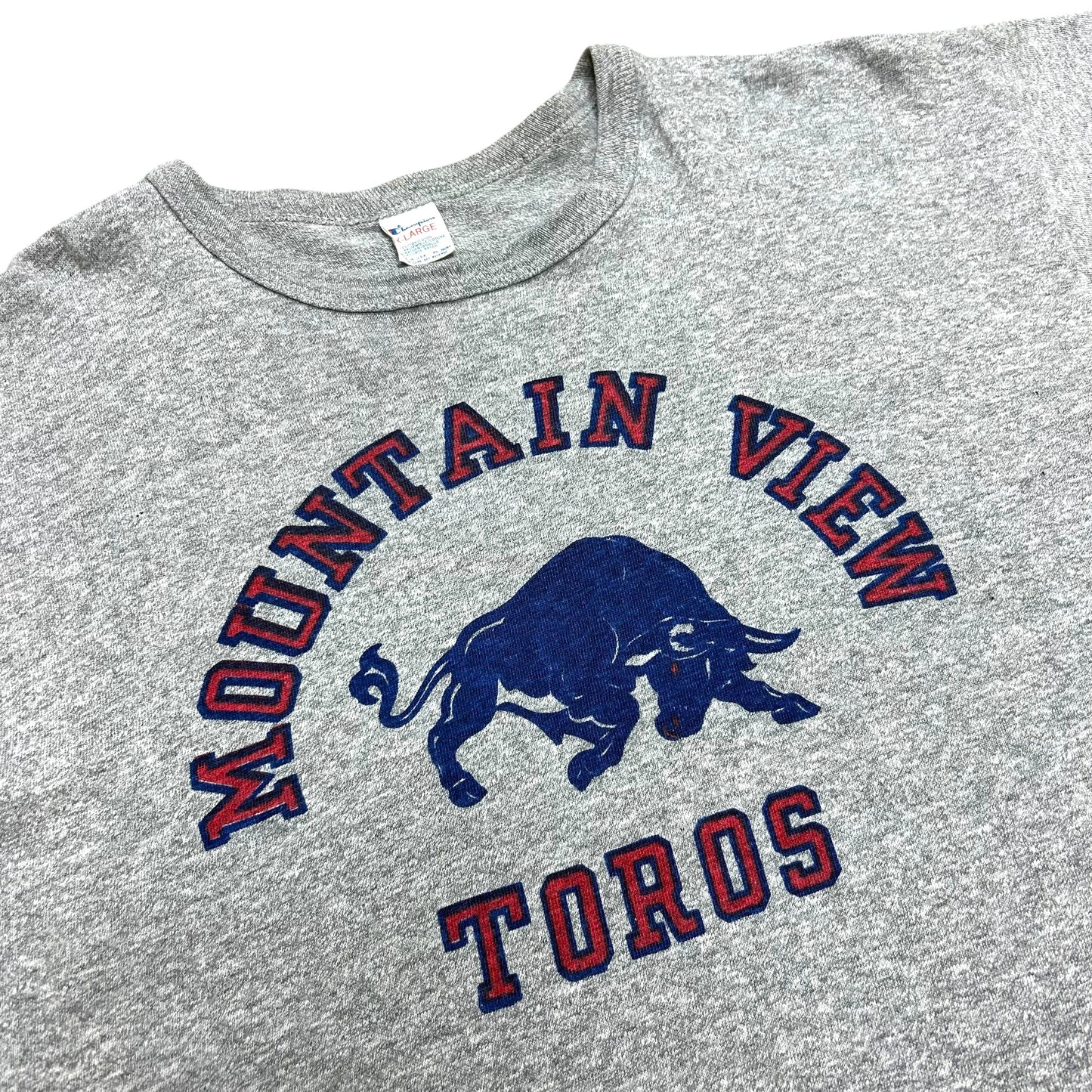 Vintage 1980s Champion Mountain View Toros Grey Graphic T-Shirt