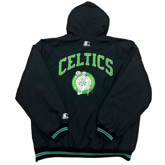 Vintage 1990s Starter Boston Celtics Black Puffer Jacket - Size Large