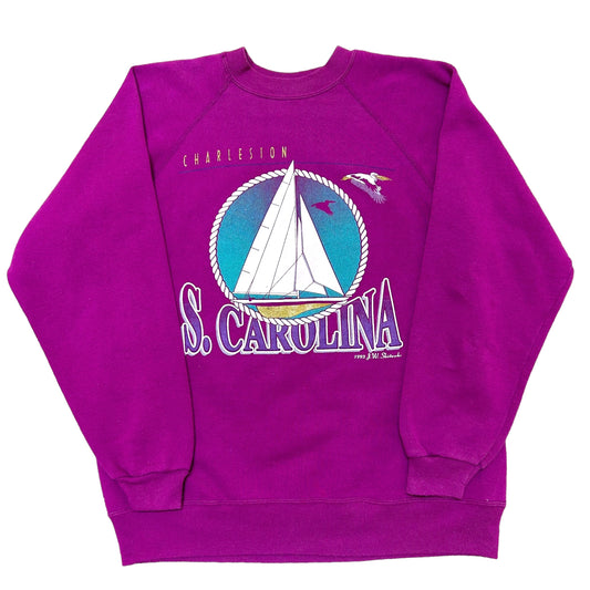 Vintage 1990s Charleston, South Carolina Purple Crewneck Sweatshirt - Size Large