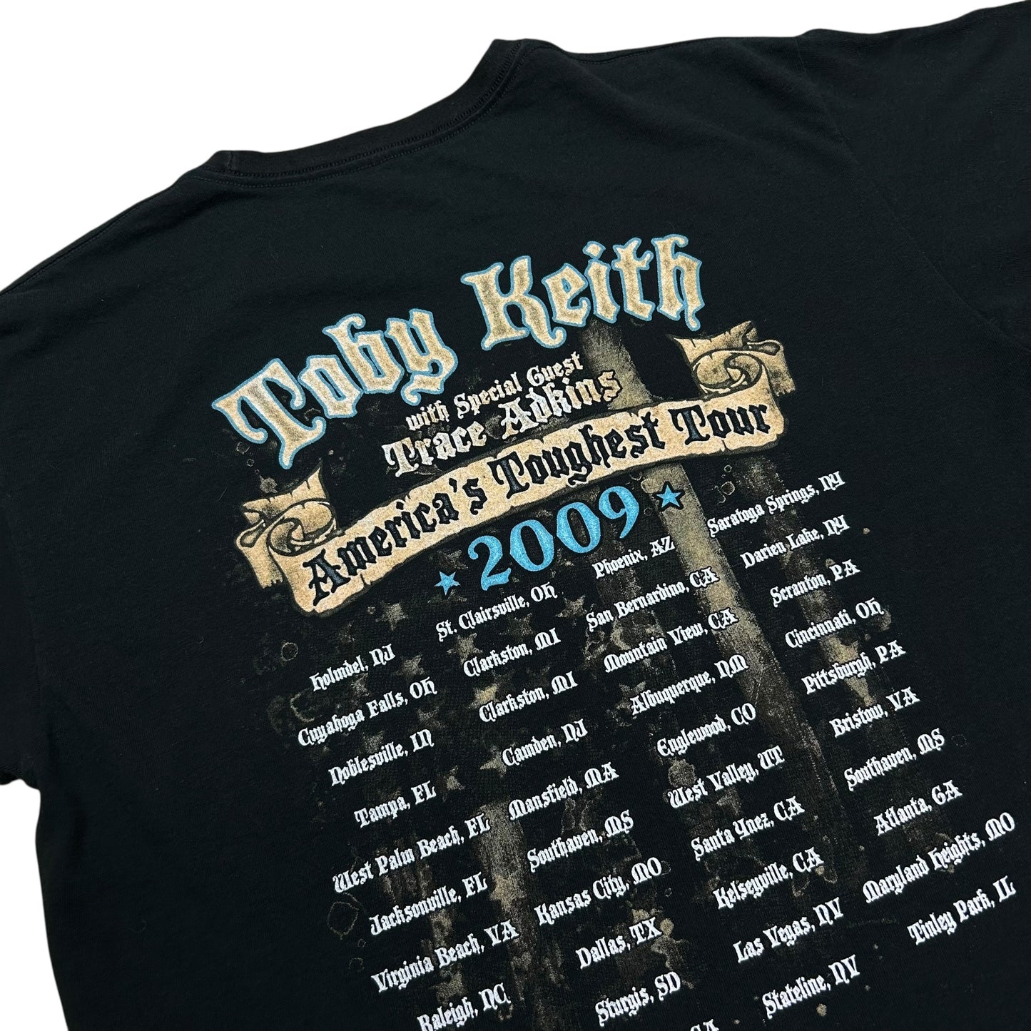 Late 2000s Toby Keith/Trace Adkins “America’s Toughest Tour” Black Graphic T-Shirt - Size Large