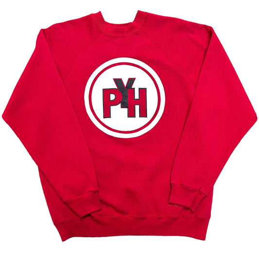 Vintage 1990s Plattsburgh Youth Hockey Red Crewneck Sweatshirt - Size Large