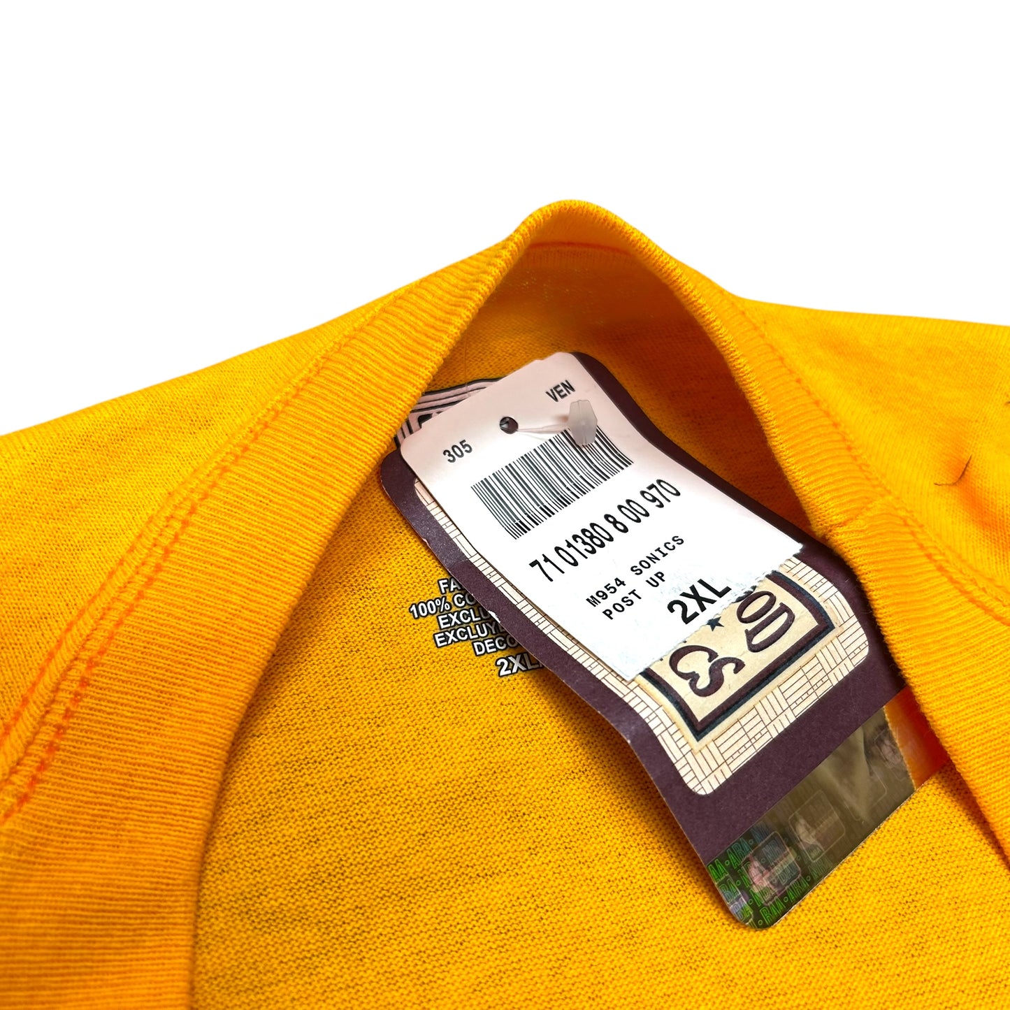 NWT Late 2000s Hardwood Classics Seattle Supersonics Yellow Graphic T-Shirt - Size XXL