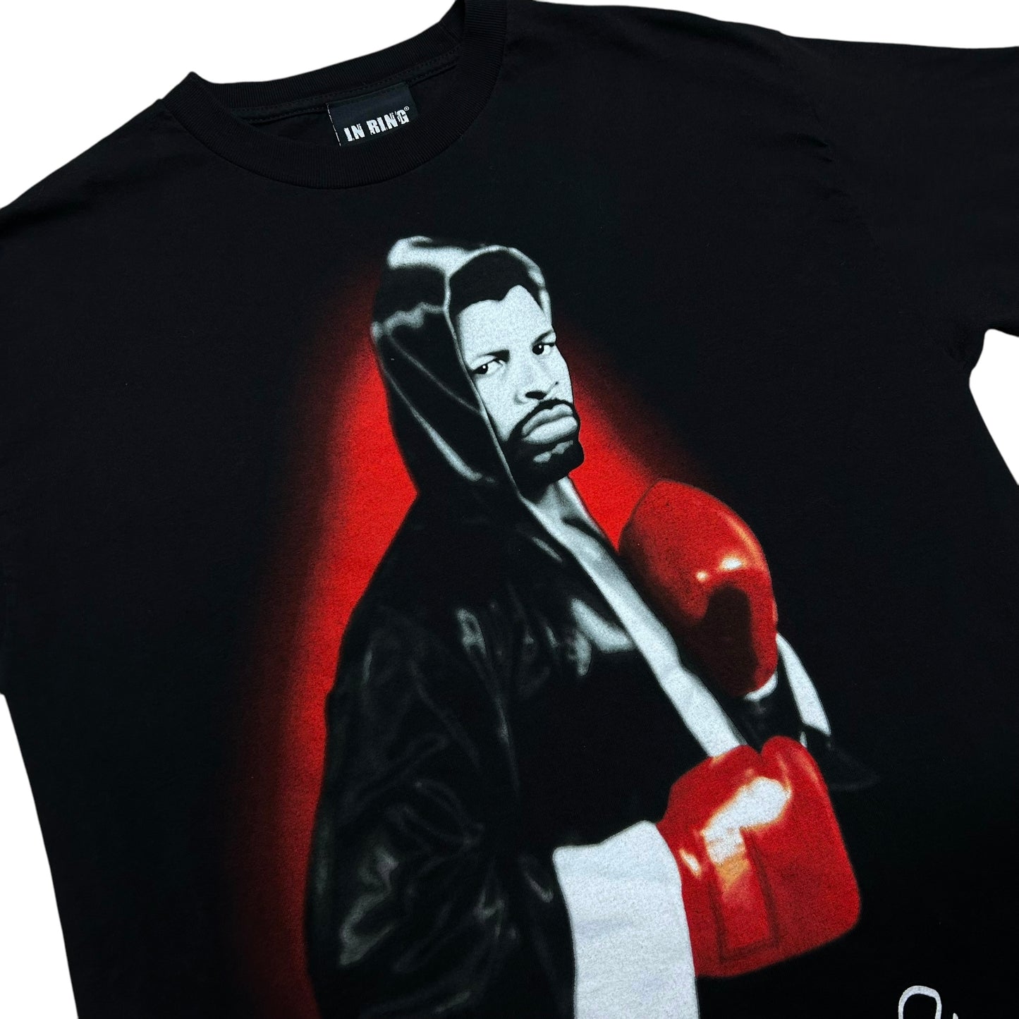 Mid-2000s “In Ring” Leon Spinks Black Boxing Graphic T-Shirt - Size Large