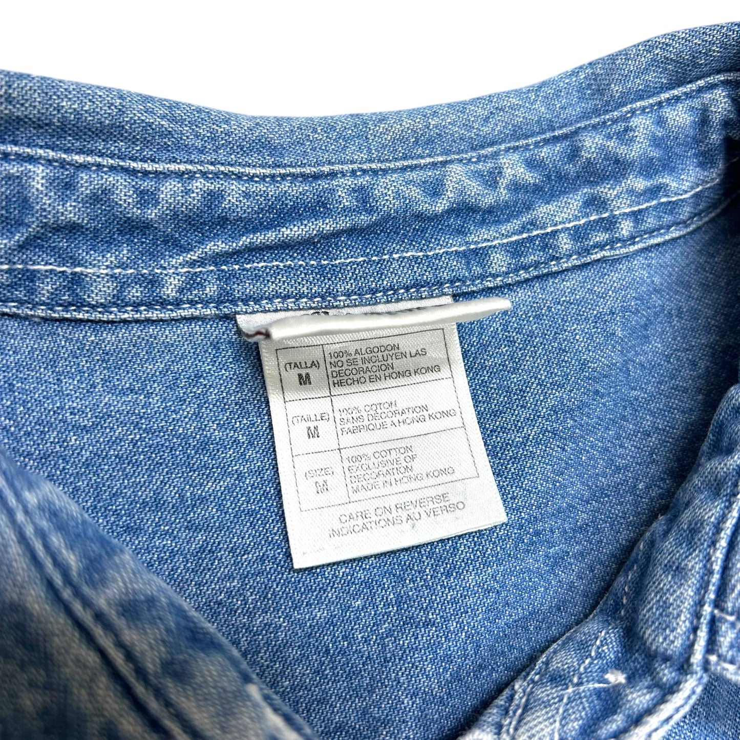 Early 2000s The Disney Store Mickey & Minnie Denim Collared Shirt - Size Medium