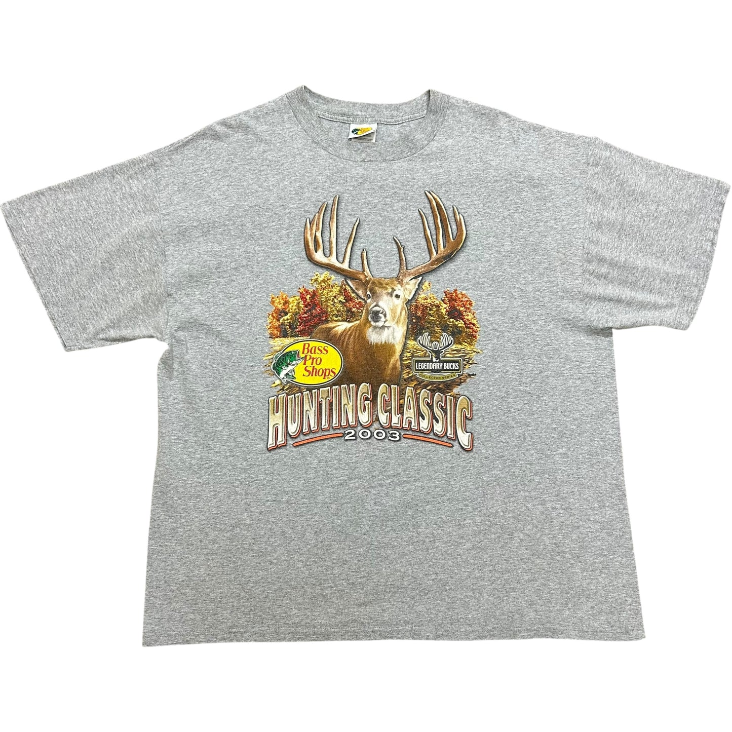 Early 2000s Bass Pro Shops Hunting Classic Grey Graphic T-Shirt - Size XL (Boxy Fit)