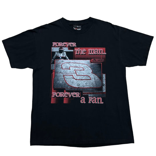 Vintage Y2K Dale Earnhardt “Forever The Man, Forever A Fan” Black Graphic T-Shirt - Size Medium