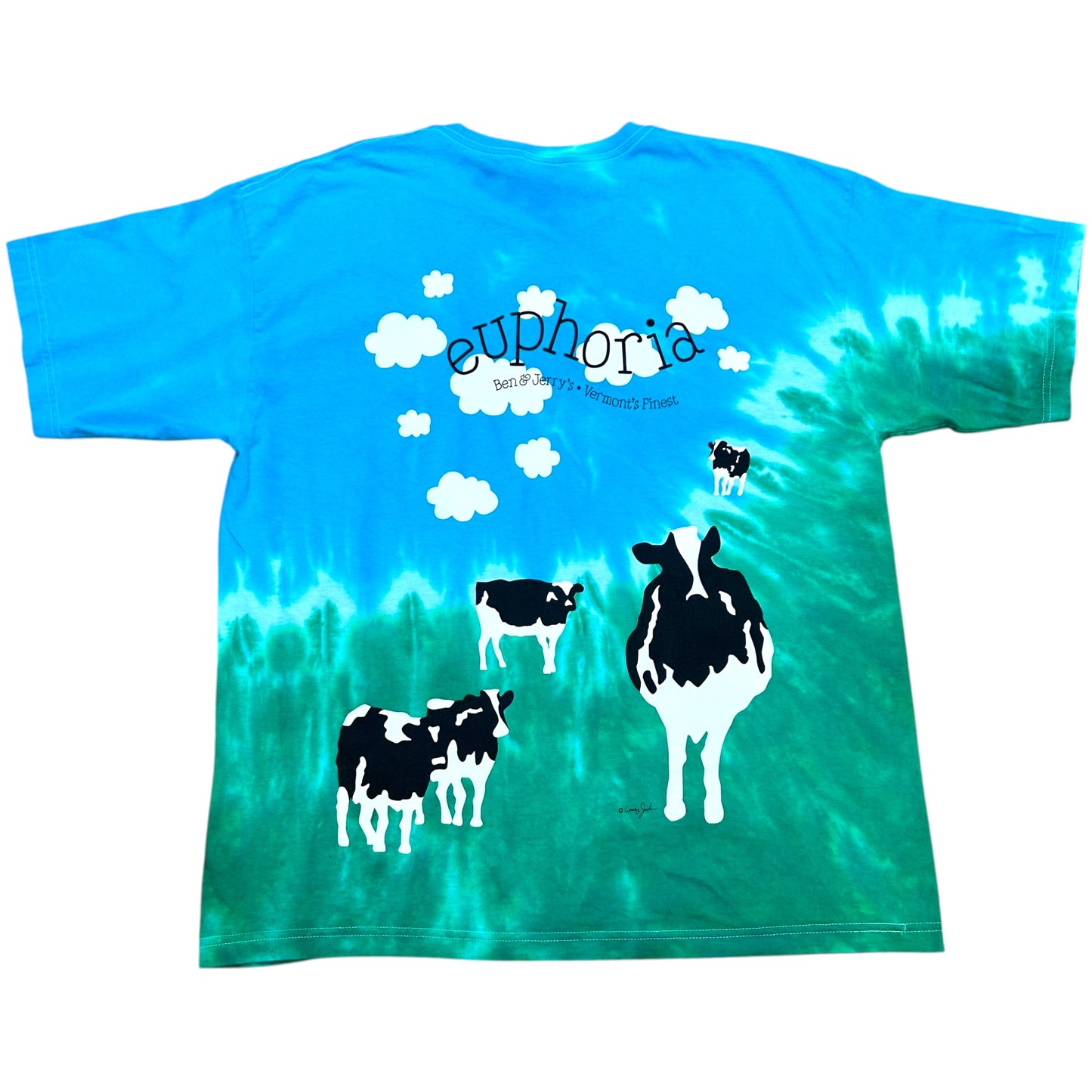 Modern Ben & Jerry’s “Euphoria” Blue/Green Tie-Dye Graphic T-Shirt - Size XXL (Fits XL/XXL)