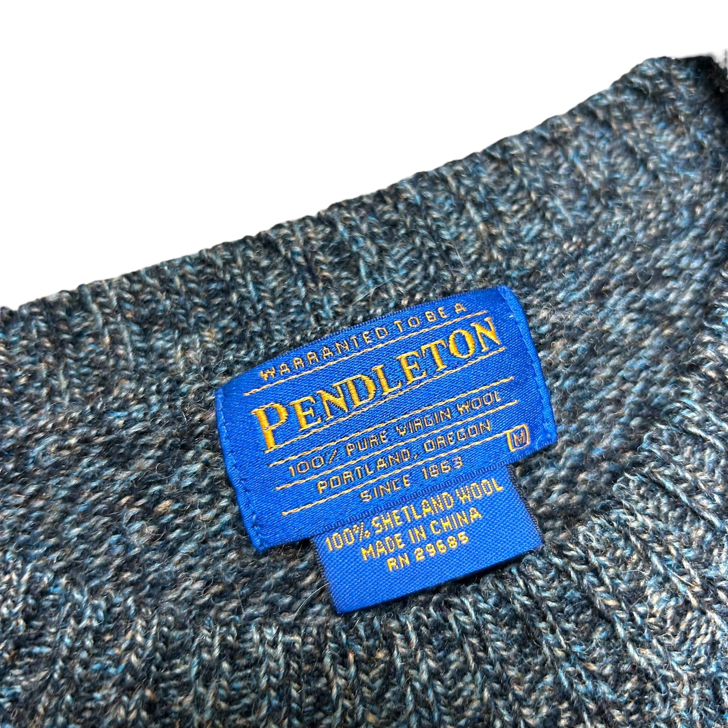Modern Pendleton Grey/Blue 100% Wool Knit Sweater - Size Medium