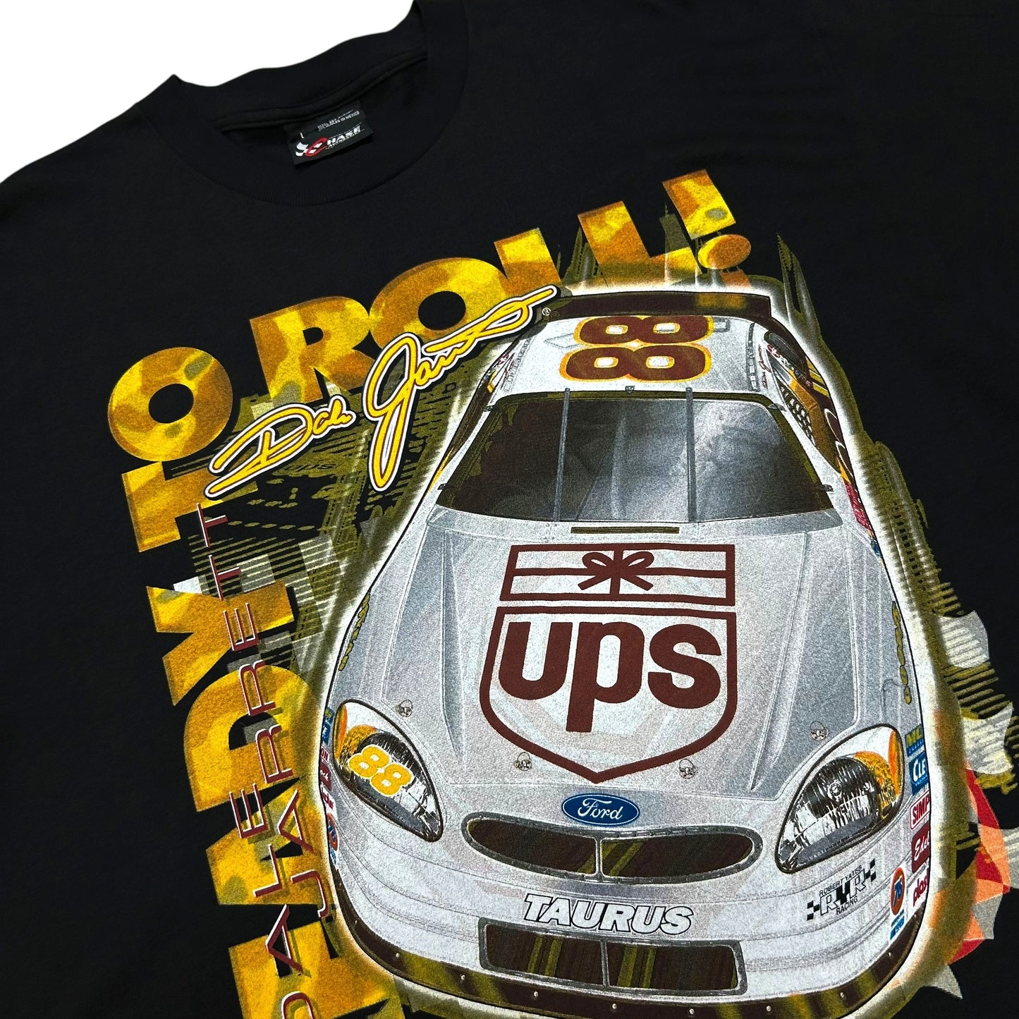 Vintage 1990s Dale Jarrett “Ready To Roll” UPS Racing Black Graphic T-Shirt - Size XL
