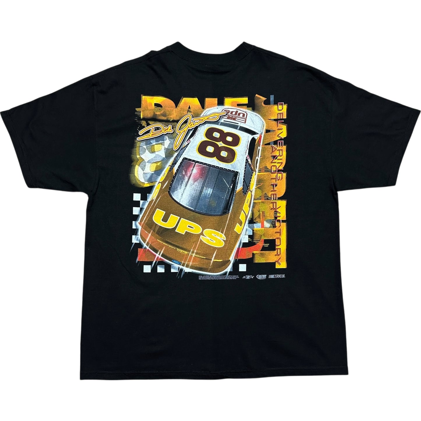 Vintage 1990s Dale Jarrett “Ready To Roll” UPS Racing Black Graphic T-Shirt - Size XL