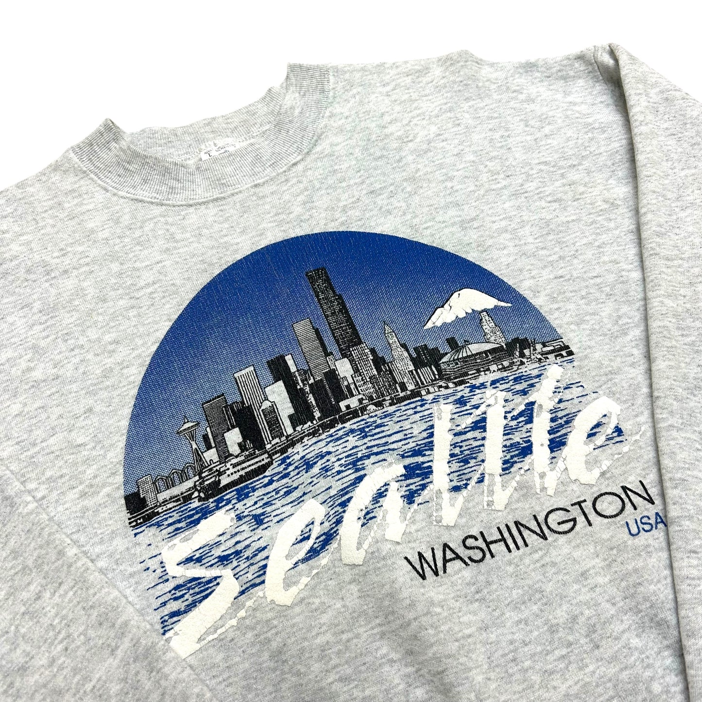 Vintage 1980s Seattle Washington Heather Grey Crewneck Sweatshirt- Size Large (Fits M/L)
