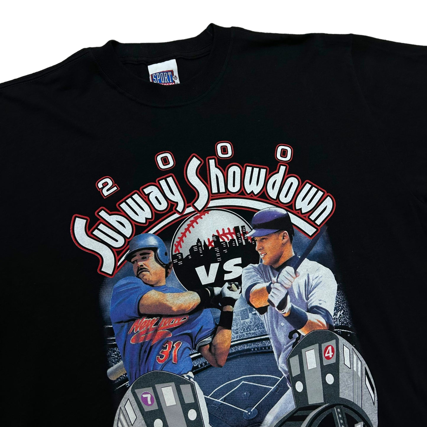 Vintage Y2K Subway Showdown 2000 New York Yankees/Mets Black Graphic T-Shirt - Size XL
