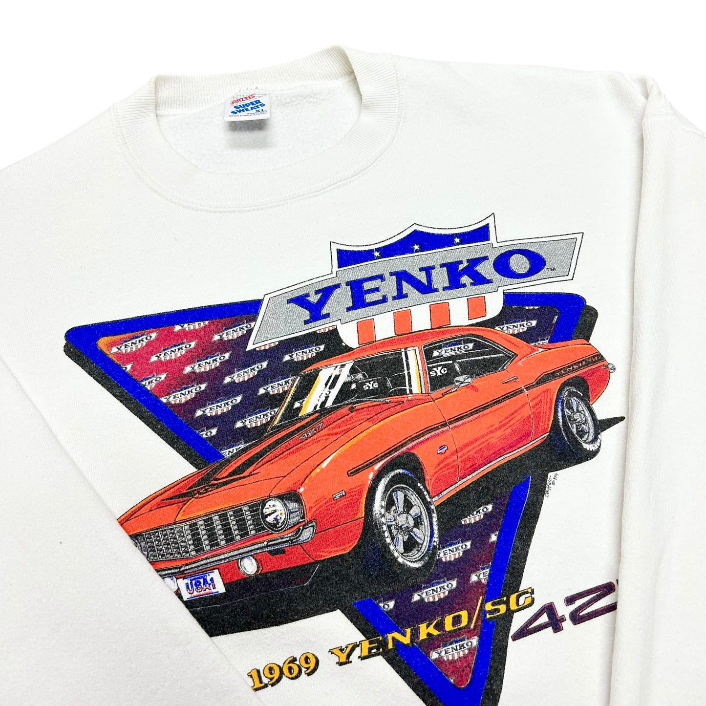Vintage 1990s Yenko 427 White Crewneck Sweatshirt - Size XL (Fits Large)