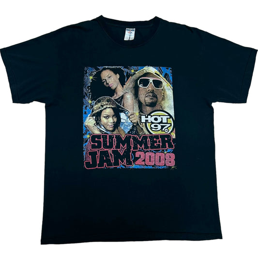 Late 2000s Hot 97 Summer Jam 2008 Black Graphic T-Shirt - Size XL