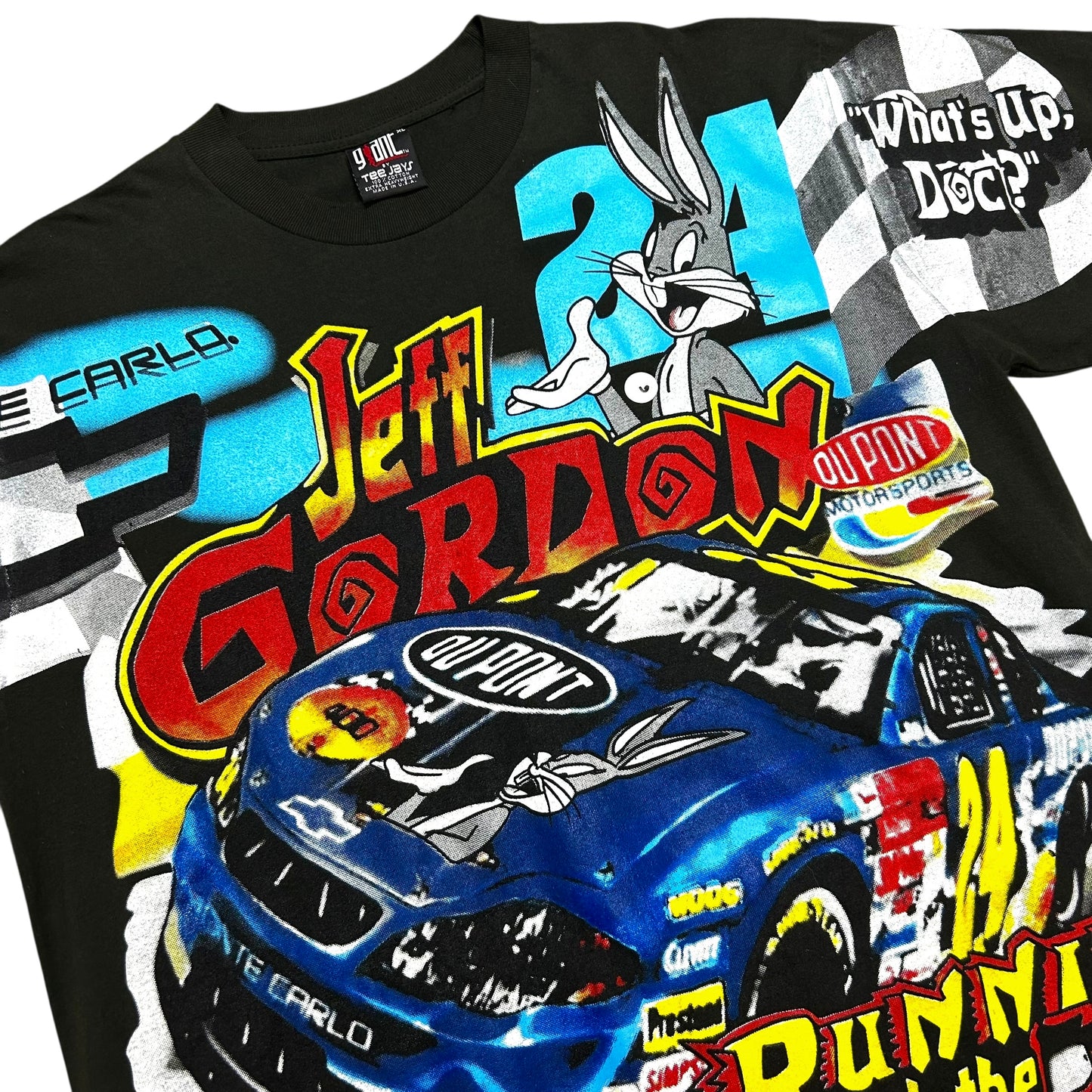 Modern Bootleg Jeff Gordon “Runnin’ With The Rabbit” Black AOP Graphic T-Shirt - Size XL
