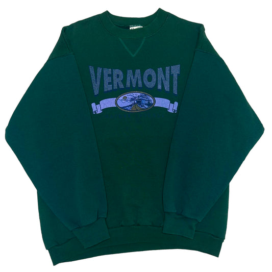 Vintage 1990s Vermont “Nature Abounds” Forest Green Crewneck Sweatshirt - Size Large