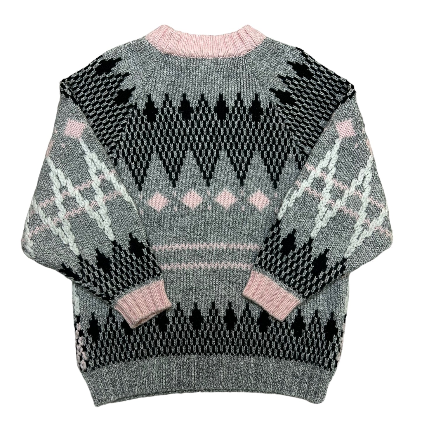 Vintage 1990s Susann D Grey/Pink Knit Sweater - Size Small (Fits M/L)