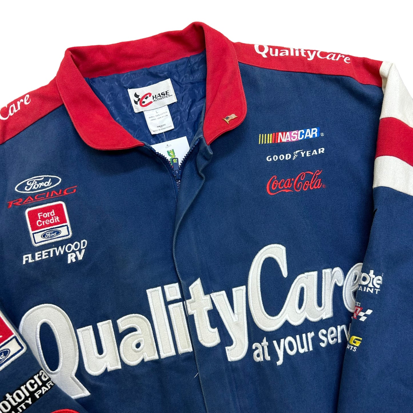 Vintage Y2K Dale Jarrett Ford Quality Care Racing Jacket - Size Large