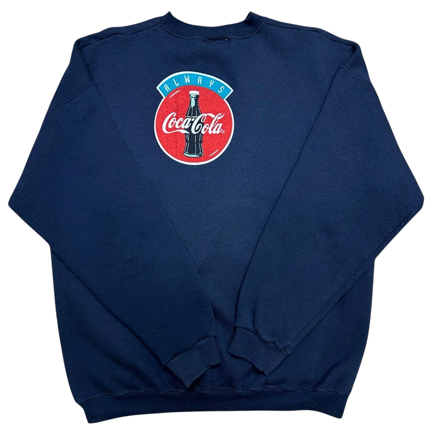 Vintage 1990s Coca-Cola Polar Bears Navy Blue Crewneck Sweatshirt - Size Large