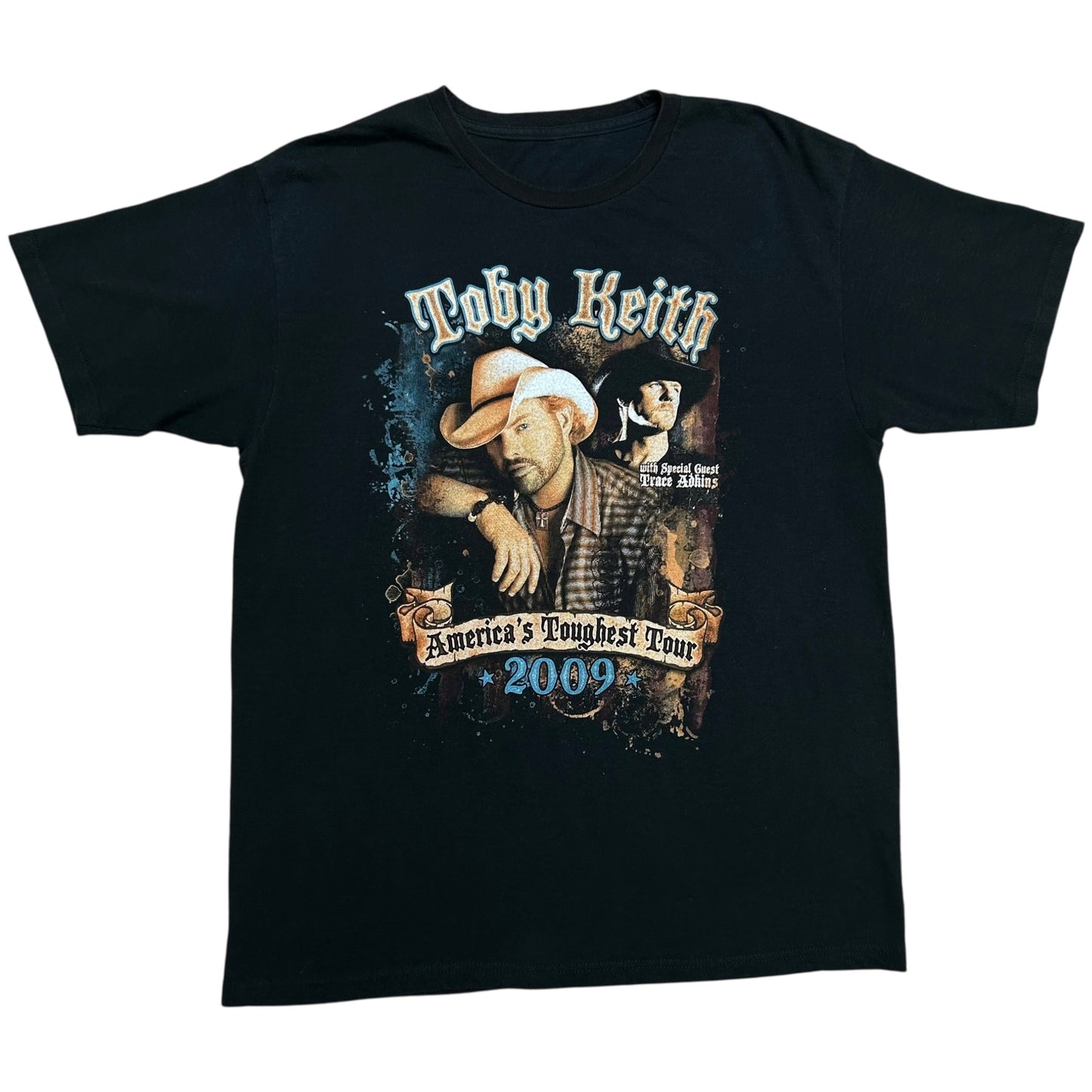 Late 2000s Toby Keith/Trace Adkins “America’s Toughest Tour” Black Graphic T-Shirt - Size Large