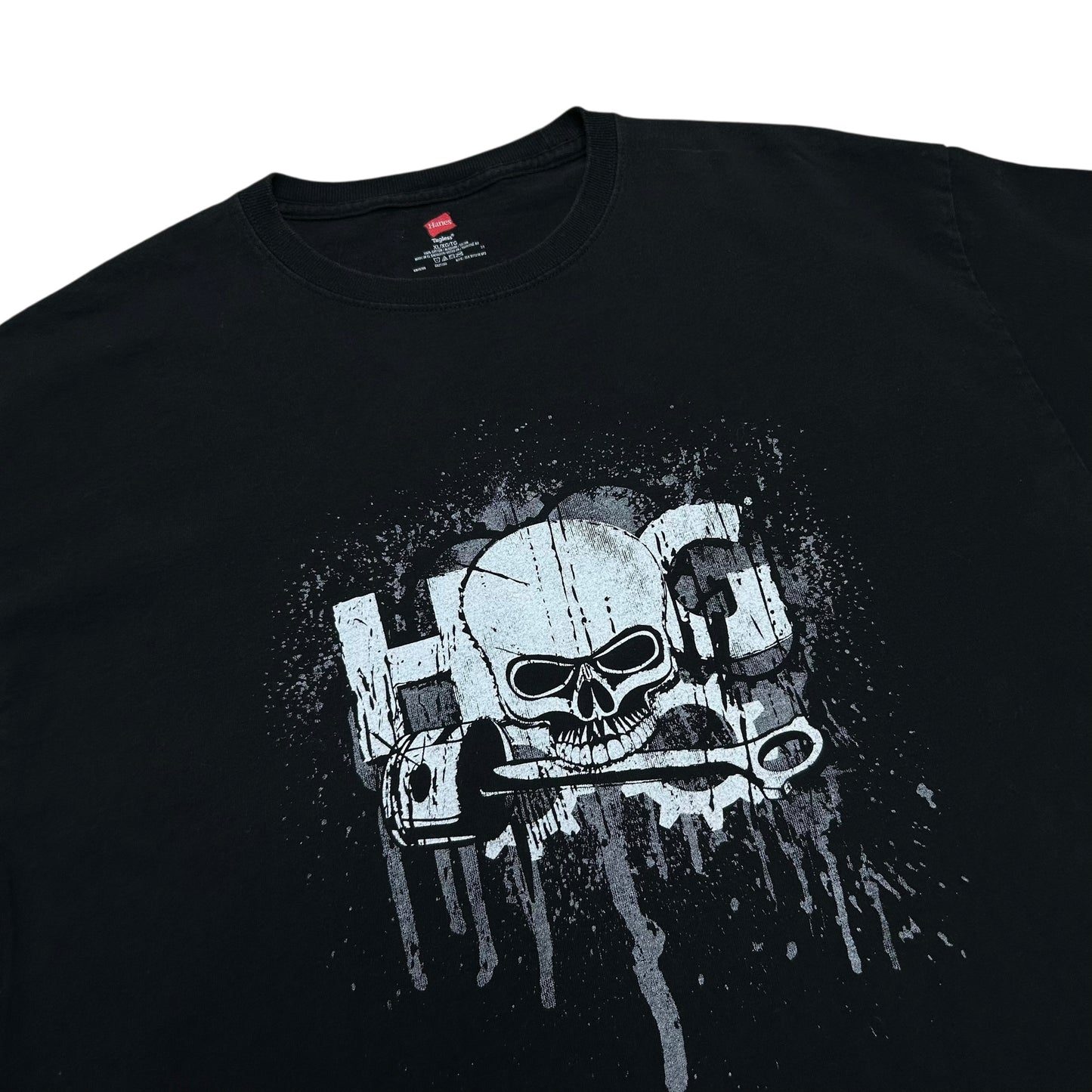 Early 2010s Plattsburgh, NY Harley Owners Group Black Skull Graphic T-Shirt - Size XL