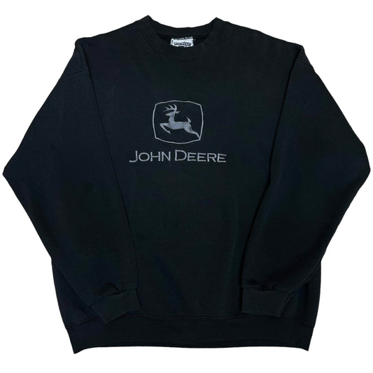 Early 2000s John Deere Black Embroidered Logo Crewneck Sweatshirt - Size Large