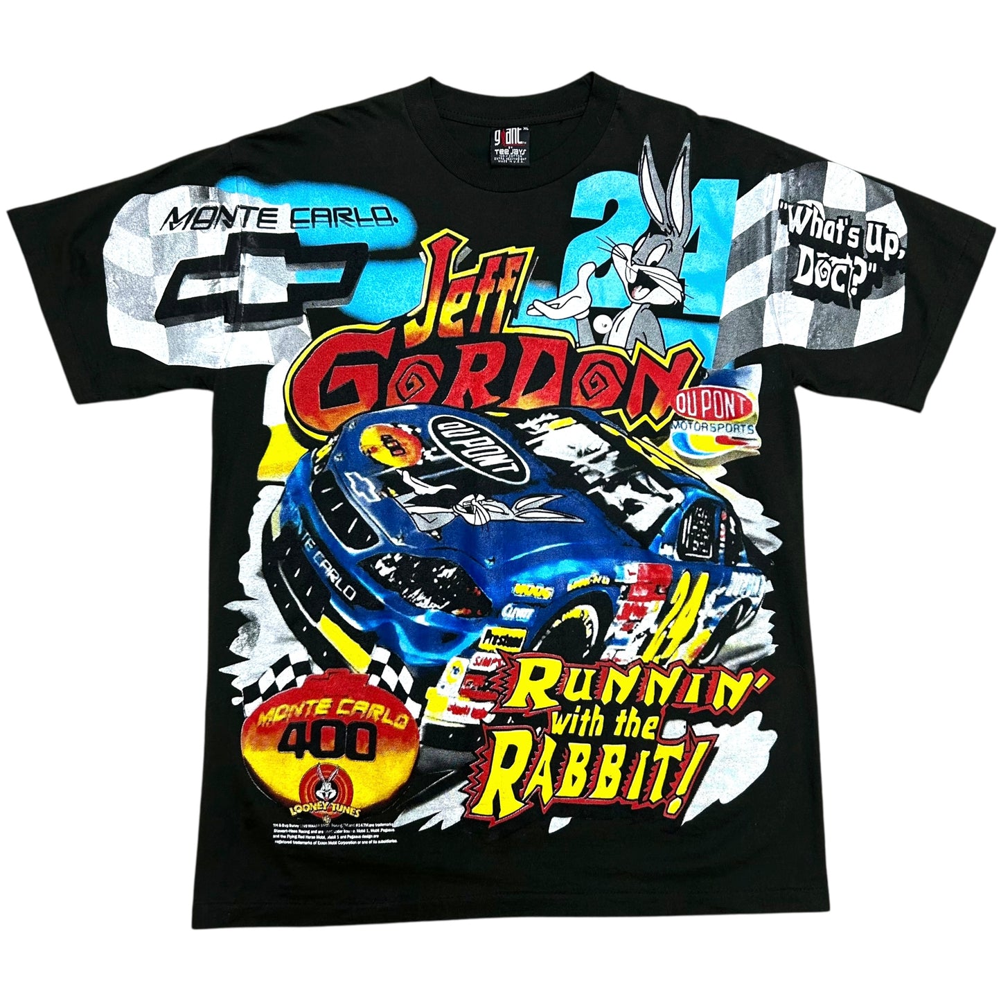 Modern Bootleg Jeff Gordon “Runnin’ With The Rabbit” Black AOP Graphic T-Shirt - Size XL