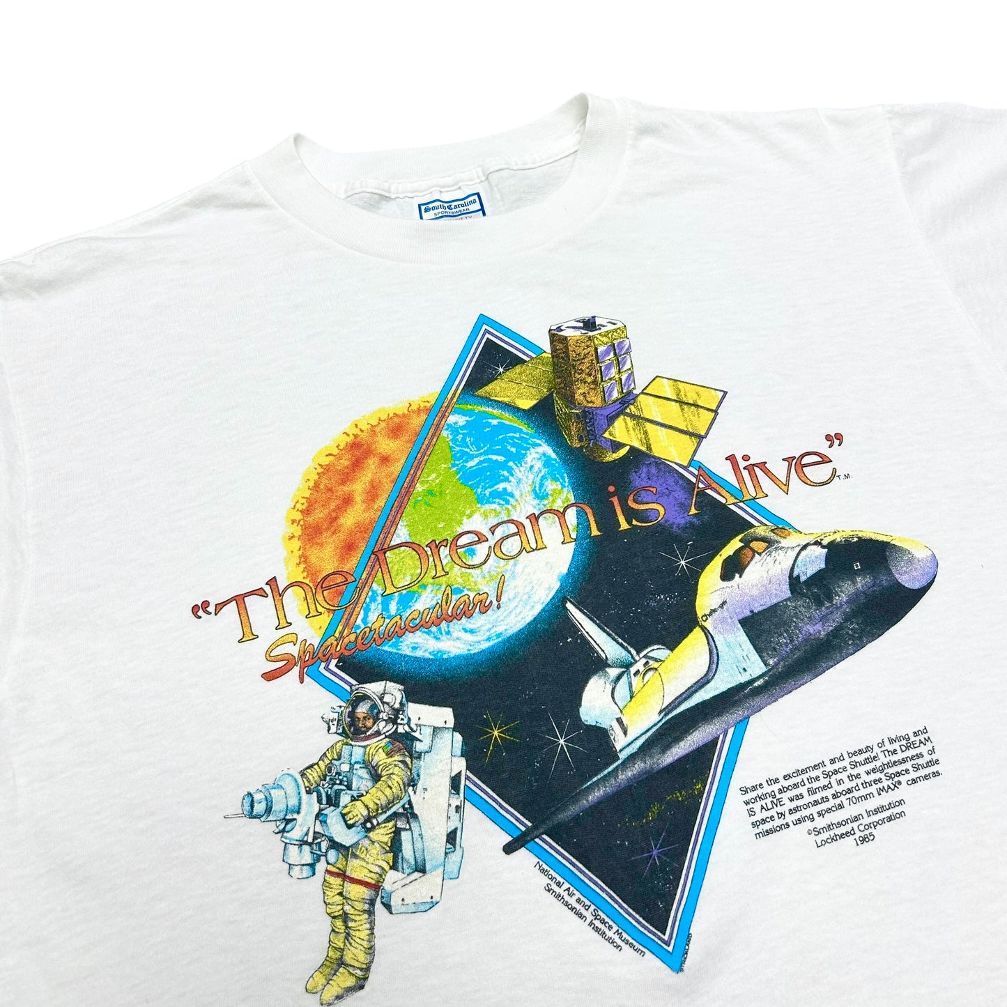Vintage 1980s Air And Space Museum “The Dream Is Alive” White Graphic T-Shirt - Size XL (Fits Boxy Small)