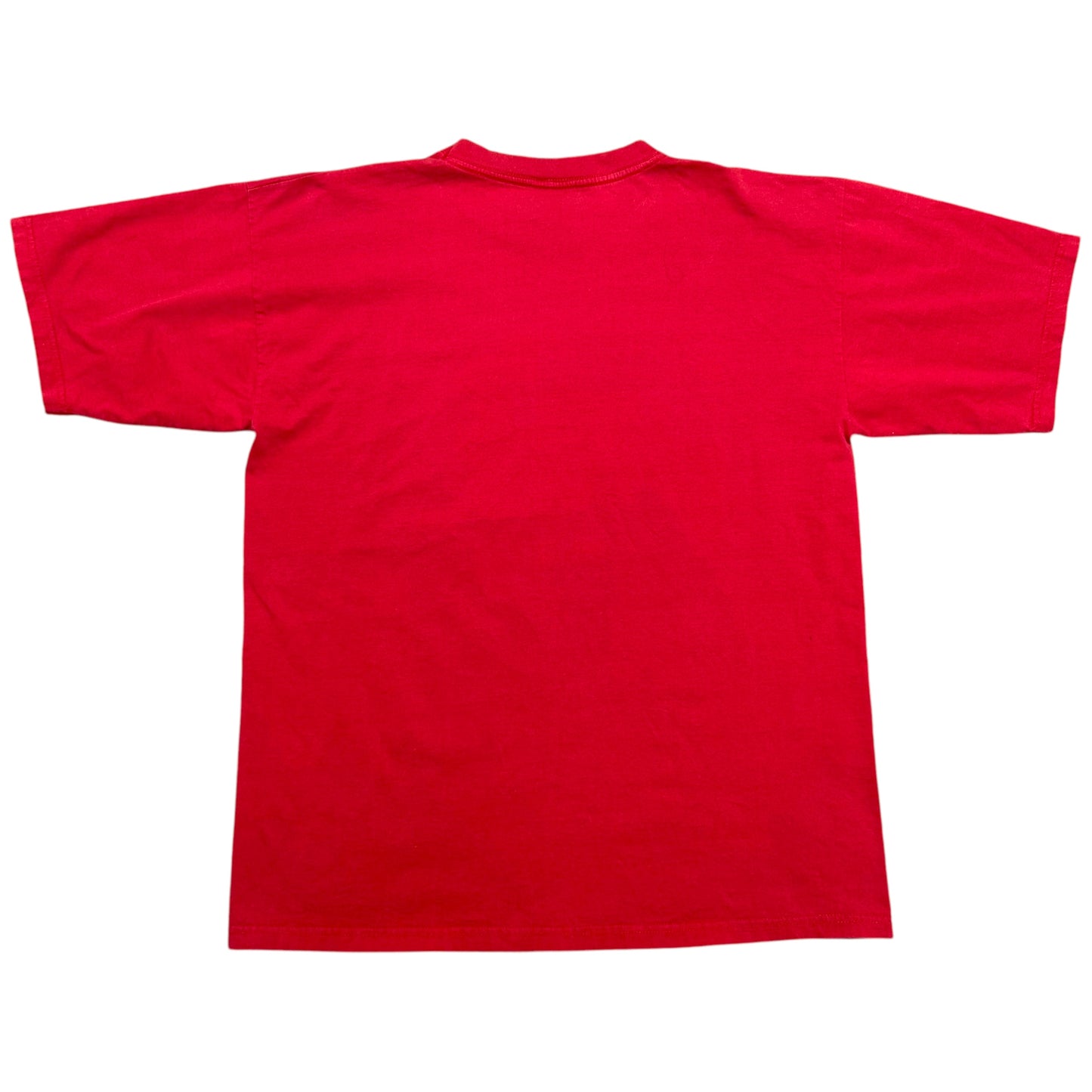 Vintage 1990s Nutmeg Mills Olympiacos Football Club Red Graphic T-Shirt - Size Large