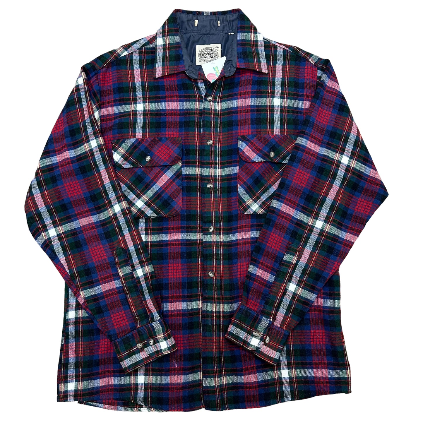 Vintage 1990s Saugatuck Dry-Goods Company Red/Blue Green Flannel Shirt - Size Medium (Fits M/L)