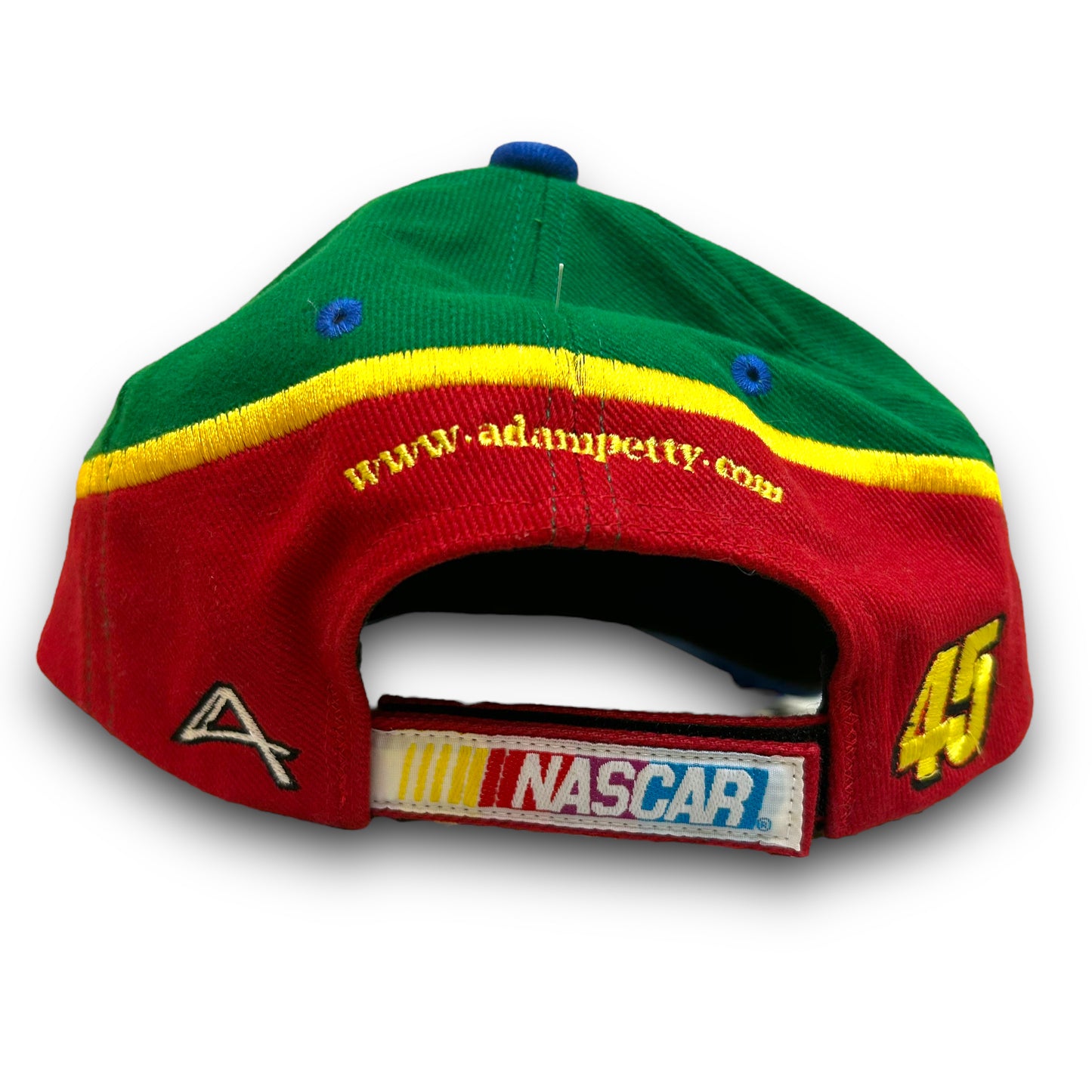 Vintage 1990s Spree Racing Kyle Petty #45 Color Block Velcro Strapback Hat