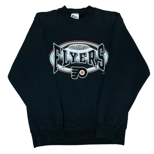 Vintage 1990s Pro Player Philadelphia Flyers Black Crewneck Sweatshirt - Size Large