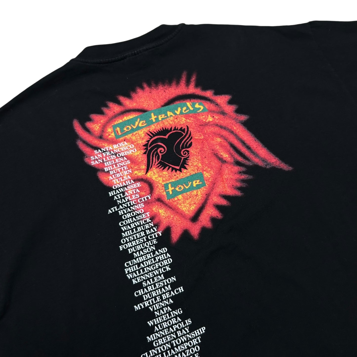 Vintage 1990s Kathy Mattea “Love Travels Tour” Black Graphic T-Shirt - Size XL